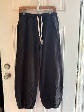 Carly Jean Los Angeles Black Jogger Pants with White Drawstring